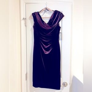 NWT sz 8 Tahari velvet plum cowl neck evening dress